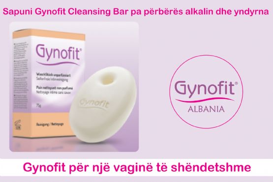 Sapuni Gynofit Cleansing Bar pa përbërës alkalin dhe yndyrna për një higjienë të përditshme femërore nga GYNOFIT ALBANIA.